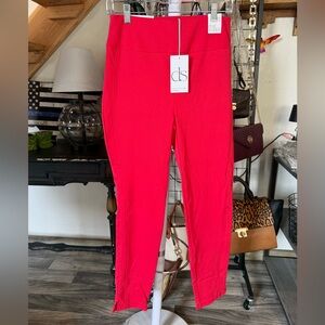 Dear Scarlett Pull On Slim Pants Red Stretch Ponte Career Pants Size M NWT